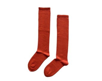 Women&#39;s Colorful Knee-high Soft Wool Socks | Turquoise, Green, Yellow, Pink, Orange Knee High Wool Socks |