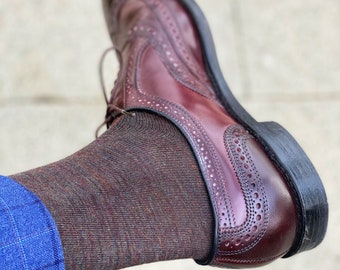 Men's Merino Wool Blend Dress Socks | Luxury Merino Wool and Cotton Socks | Burgundy Green Brown Navy Blue Merino Wool Socks |