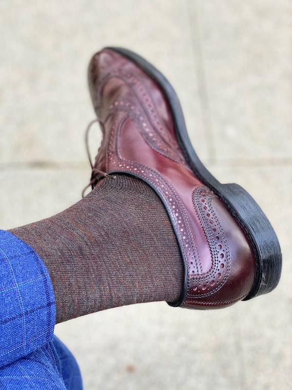 Men's Merino Wool Blend Dress Socks Luxury Merino Wool and Cotton Socks  Burgundy Green Brown Navy Blue Merino Wool Socks -  New Zealand