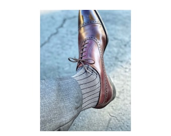 Men's Bamboo Ribbed Dress Socks | Men's Grey Dress Socks | Comfortable Socks | Brown Black Dress Socks