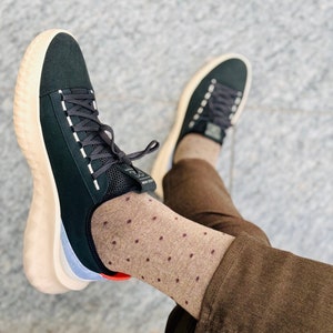 Men's Polka Dots Dress Socks | Cotton Gauze Dress Socks for Men | Beige Socks | Black Socks