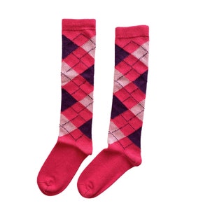 NEW COLORS ADDED Women's Knee-high Argyle Wool Socks Women Knee High Socks Soft Wool Socks Red