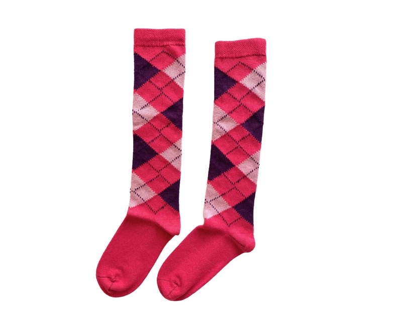 NEW COLORS ADDED Women's Knee-high Argyle Wool Socks Women Knee High Socks Soft Wool Socks Red