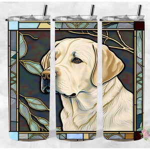 Labrador Retriever, Stained glass, 20 Oz Skinny Straight Tumbler Wrap, Straight Tumbler PNG, Digital Download, PNG