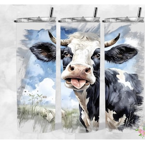 2 Deal Bundle - Silly Cow sticking out tongue 20oz straight wrap, PNG, Sublimation, digital download wrap, 20oz Tumbler wrap, buttercup png