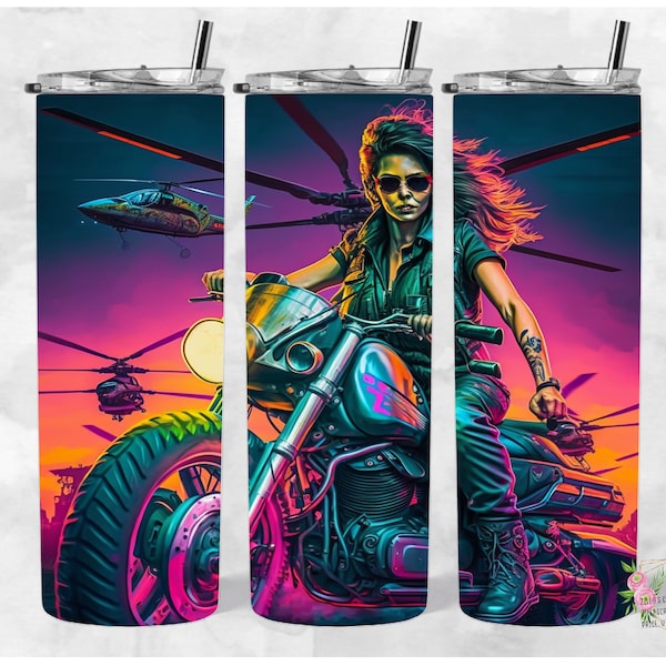 Biker Babe 20oz Sublimation Tumbler, Sublimation Wrap, 20oz Skinny Straight Wrap, Sublimation Tumbler wrap, Sublimation Digital Download