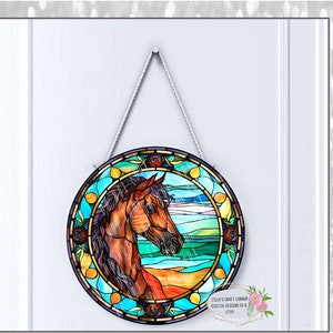 Horse Stained Glass Door Hanger, Sublimation Digital Design, Instant Digital Download png, PNG, Seamless Design, Digital Download, door png