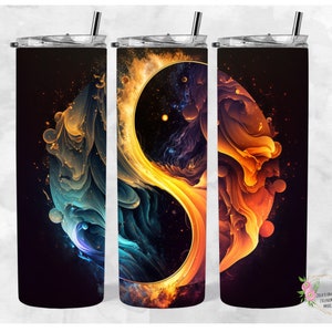 Ying Yang Moon Galaxy 3D 2023, 20 Oz. Skinny Tumbler Wrap, PNG, Seamless Design, Digital Download