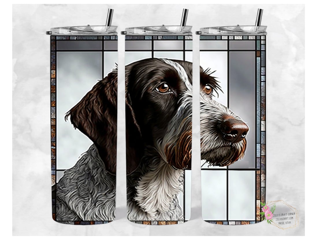 German Wirehair Pointer Stained Glass Tumbler Wrap (PNG Digital ...