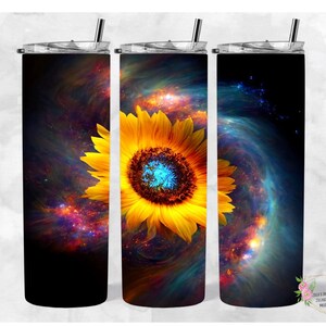 Galaxy Sunflower,  20 oz Skinny Tumbler Sublimation Design Digital Download PNG Instant DIGITAL ONLY, Sunflower Lover Tumbler Wrap