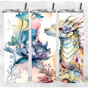 Dragon and baby watercolor 20oz Tumbler Wrap, PNG, Seamless Design, sublimation digital download, Tumbler digital download wrap,dragon lover