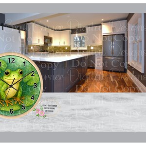 Frog Clock Sublimation Design, Watercolor Style (Digital Download)