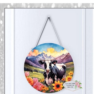 Cow Door hanger, digital PNG, Sublimation door hanger, Sublimation Door Hanger, PNG, Instant digital download, Round Door Sign png, sizable