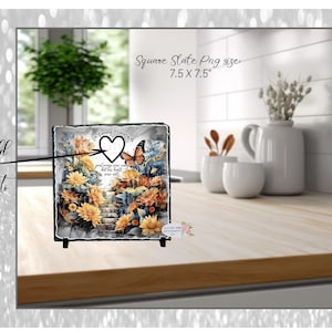 Sublimation Slate PNG - Memorial Stairway to my heart (Add your photo) sunflowers, 7.5x7.5, 300 dpi, PNG, Instant Digital download, memorial