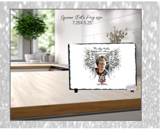 Rectangular Memorial Slate - 7.25 x 5.25 Wings Memorial slate Sublimation Download/300 dpi/PNG/Digital Design/add a photo and personalize
