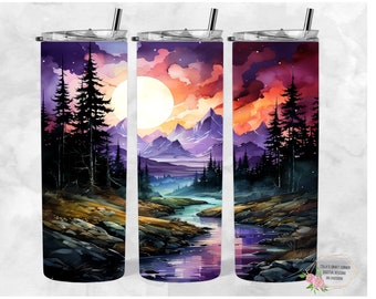 Northern Lights Tumbler Wrap: Alcohol Ink Landscape (Digital Download)