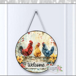 Door Hanger Chickens png, sublimation, 300dpi, Sublimation Digital Download, PNG Digital Download, digital graphics, transfer, Welcome, sign