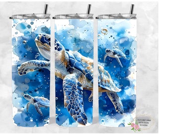 Mama Sea Turtle with her babies 20oz Tumbler, PNG, 300dpi, Seamless Design, Digital Download, sublimation digital download png, sea turtle