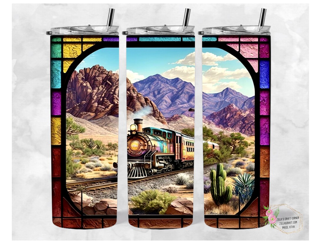 Desert Train 20oz Tumbler PNG: Seamless Sublimation Design (digital ...