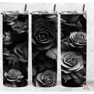 Black Roses 20oz straight wrap, 300dpi, PNG, Sublimation digital download wrap, 20oz Tumbler wrap, Sublimation tumbler wrap, sublimation png