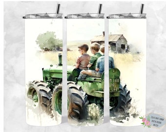 Farm Life Tractor Tumbler Wrap: Seamless PNG Design (Digital Download)