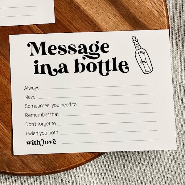 Flaschenpost vorlage karte für ratschläge und wünsche geschenk für die