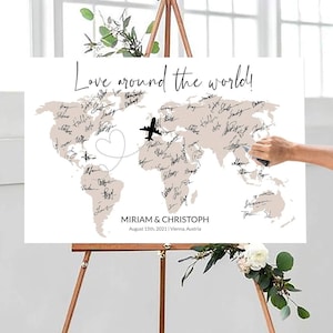 Destination Wedding Globe Guestbook Sign, Wedding Guestbook Alternative for travel themed celebration #072w