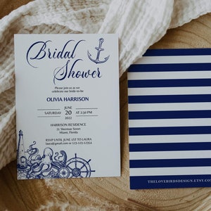 Nautical Bridal Shower Invite, Destination Beach Bridal Shower Invitation Template Download #071