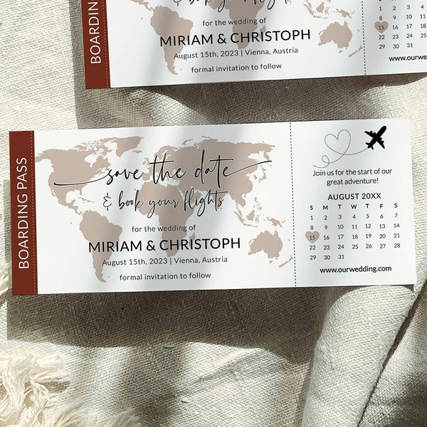 Boarding Pass Save the Date Invitation Etsy