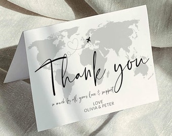 Travel Thank you Card Template for Destination Wedding #072w