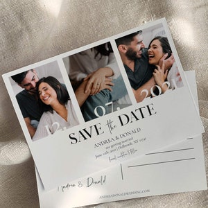 Carte postale "Retenez cette date" modifiable, "Retenez cette date" minimaliste, Faire-part de mariage avec photo, Faire-part de mariage moderne | Modèle imprimable #032