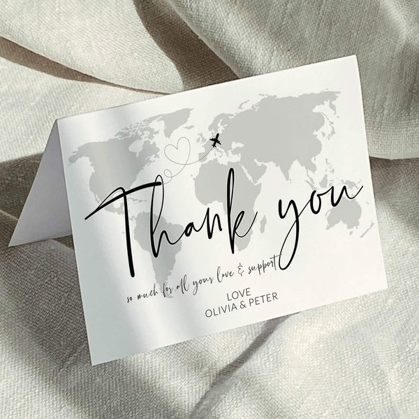 Travel Thank you Card Template for Destination Wedding #072w