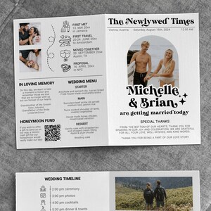 Wedding Newspaper With Itinerary Crossword Timeline Infographic and
