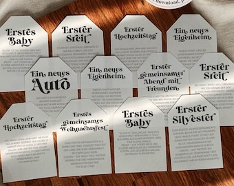 GERMAN Marriage Milestone Tags for Year of First Wine Basket | Unique Wedding Gift Milestone Wine Labels #065b