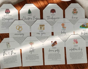 Marriage Milestone Wine Tags, Year of Firsts Wine Basket Tags, Wedding Milestone Wine Label Wedding Gift #072