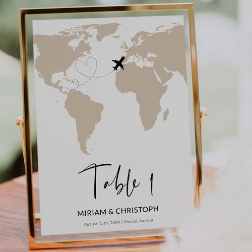 Destination Wedding Table Numbers Template Travel Wedding - Etsy