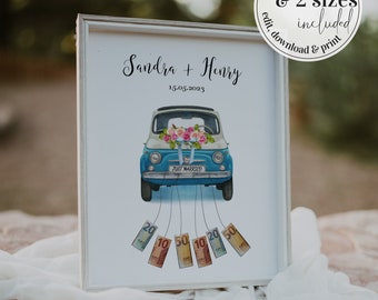 Wedding Money Gift Sign Template, Honeymoon Fund Card for Newlyweds