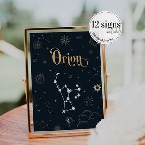 12 Constellations Table Numbers Wedding Seating Sign Celestial Wedding Decorations #063