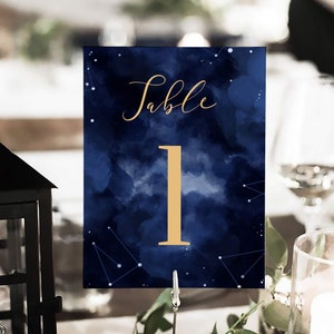 Celestial Table Numbers Sign Template for Starry Night Wedding Decor perfect for Galaxy Wedding #066