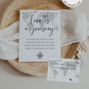 Juego de despedida de soltera para recién casados: el amor es un viaje / Juego de boda imprimible n.° 072w