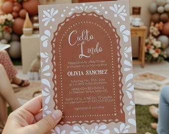 Fiesta Baby Shower Invitation, Cielito Lindo Papel Picado Mexican Talavera Template 001CL-BSINV