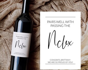 Nursing Milestones Wine Label, Pairs Well With Passing The NCLEX Graduation Gift Template