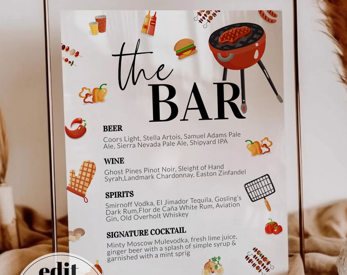 Printable Rustic BBQ Party Menu - Cookout Party Menu DIY Canva Template ...