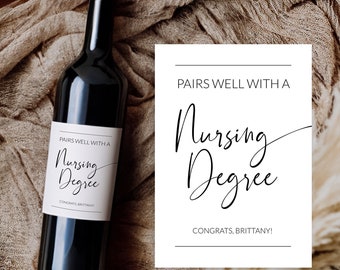 Nursing Milestones Wine Label, Pairs Well With A Nursing Degree Graduation Gift