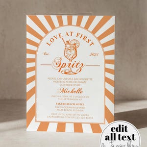 Italian Spritz Bachelorette Itinerary, Love at First Spritz Weekend Party Template 027AS-BACHINV image 18