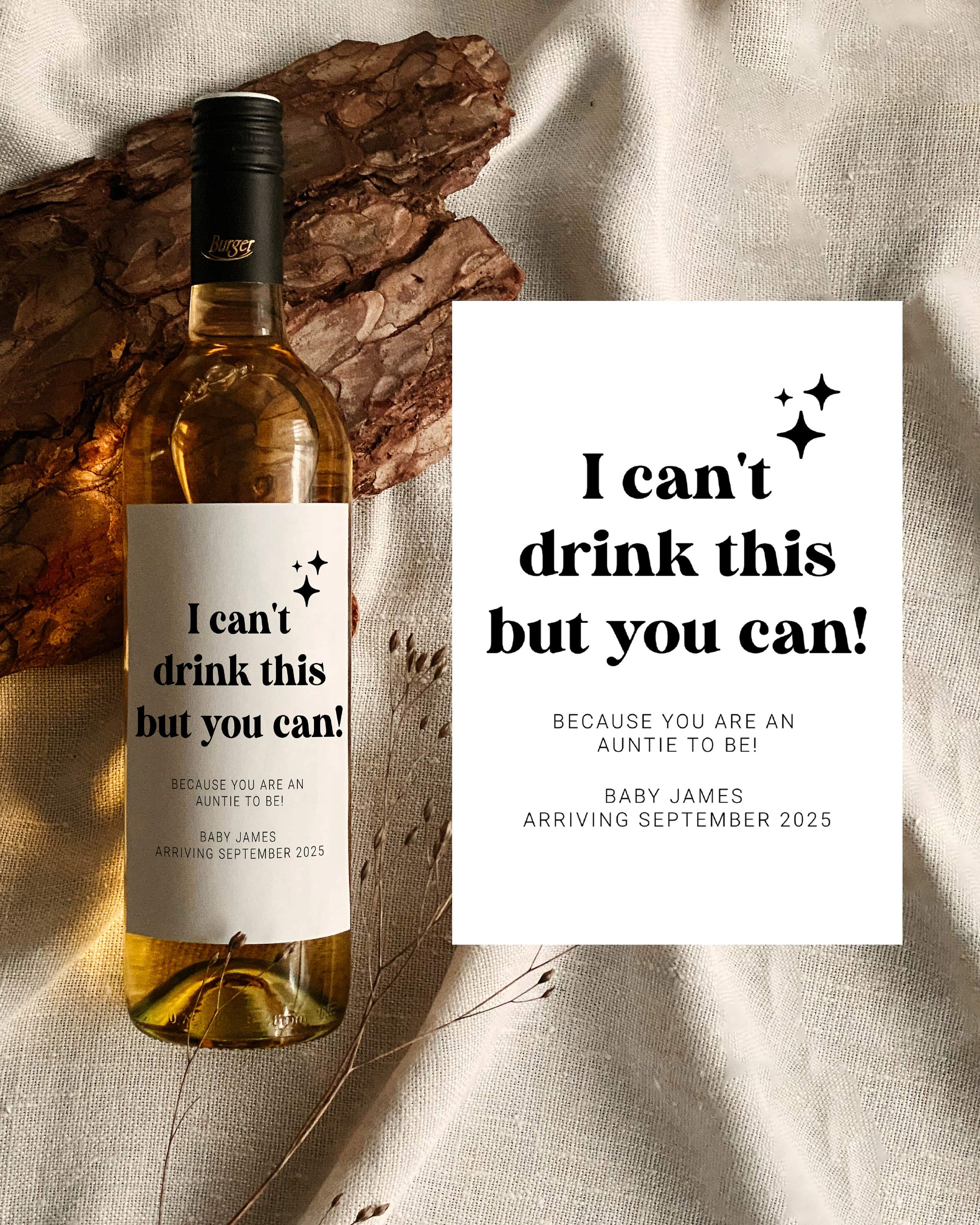Pregnancy Announcement Wine Label Printable Wine Bottle Tag #065b