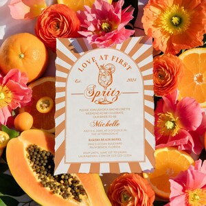 Italian Spritz Bachelorette Itinerary, Love at First Spritz Weekend Party Template 027AS-BACHINV image 1