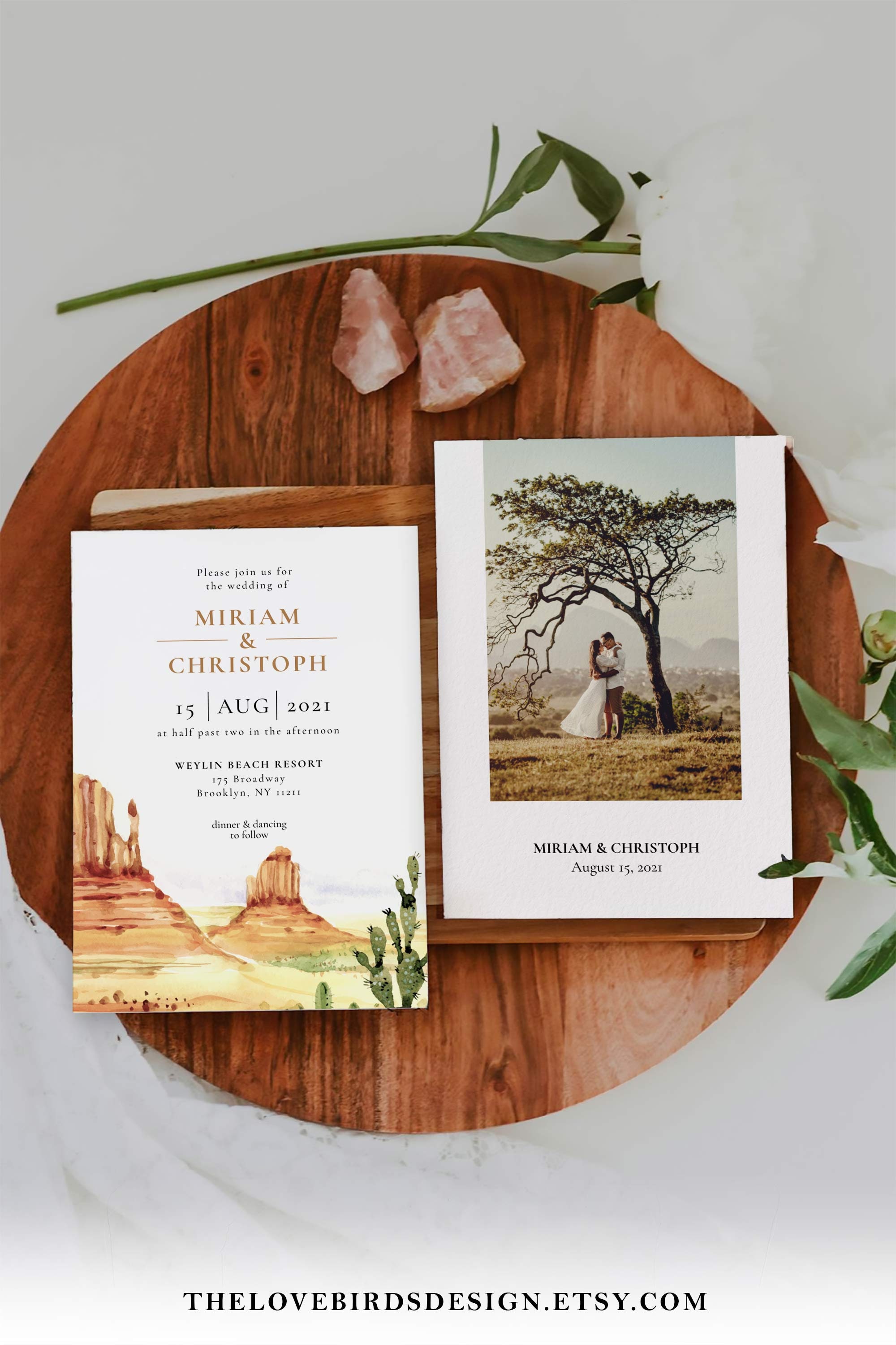 BOHO Desert Wedding invitation Template Cactus Invite Set Etsy