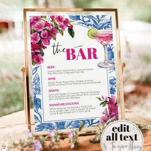 Modèle de menu de bar Dancing Queen Elle a trouvé son modèle de cocktail nuptiale de douche nuptiale disco au miel pour le modèle Mediterranean Mama Pink Mia #072