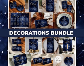 Celestial Wedding Sign Bundle, Moon and Stars Printable Décor Templates Set